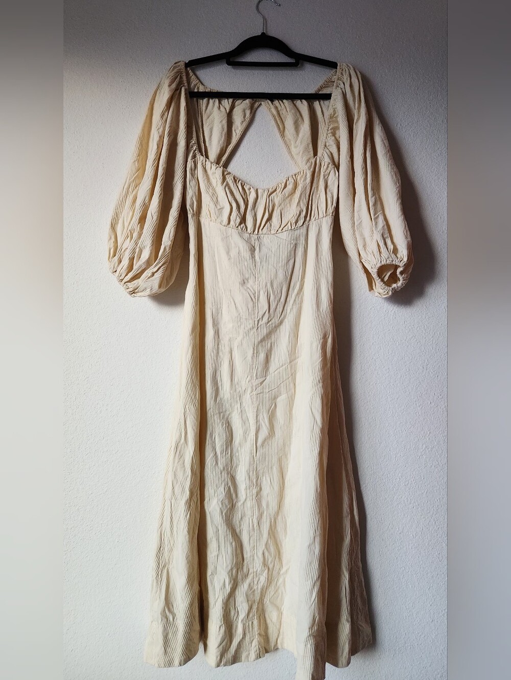 Free People Cream Puff-Sleeve Midi Dress